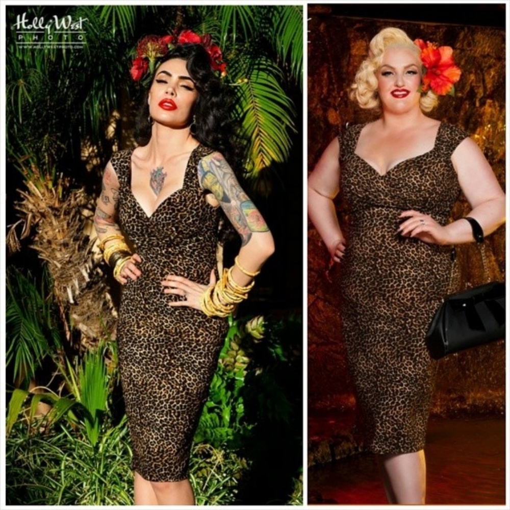 Pinup Couture leopard wiggle pinup bombshell dress